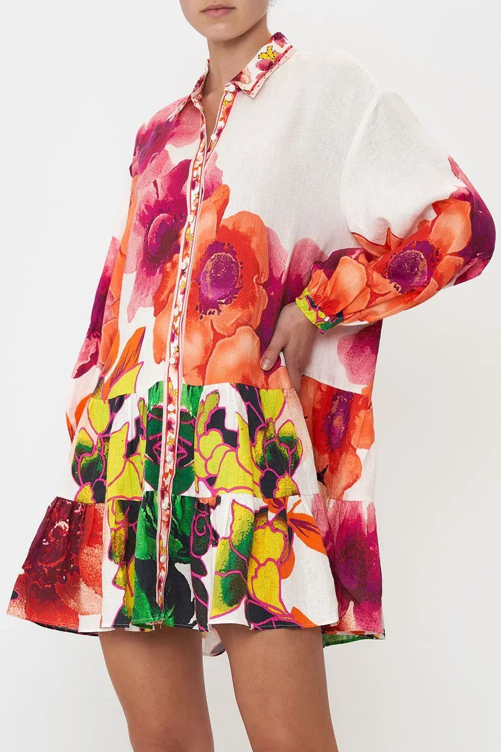 Camilla Pretty As A Poppy Tiered Shirt Dress Size L / AU 14 photo 4