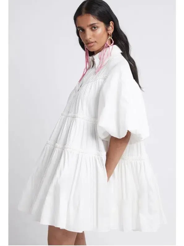 Aje Casabianca Puff Sleeve Shirt Smock Dress White Size 4 photo 3