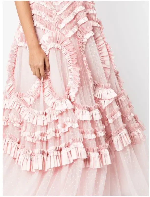 Needle and Thread Pink Strapless Ruffle-Detail Dress Size 10 photo 4