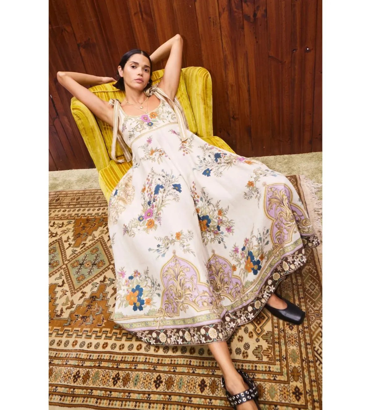 Alemais Antoinette Ballet Midi Sundress Cream Floral Size AU 8 photo 3