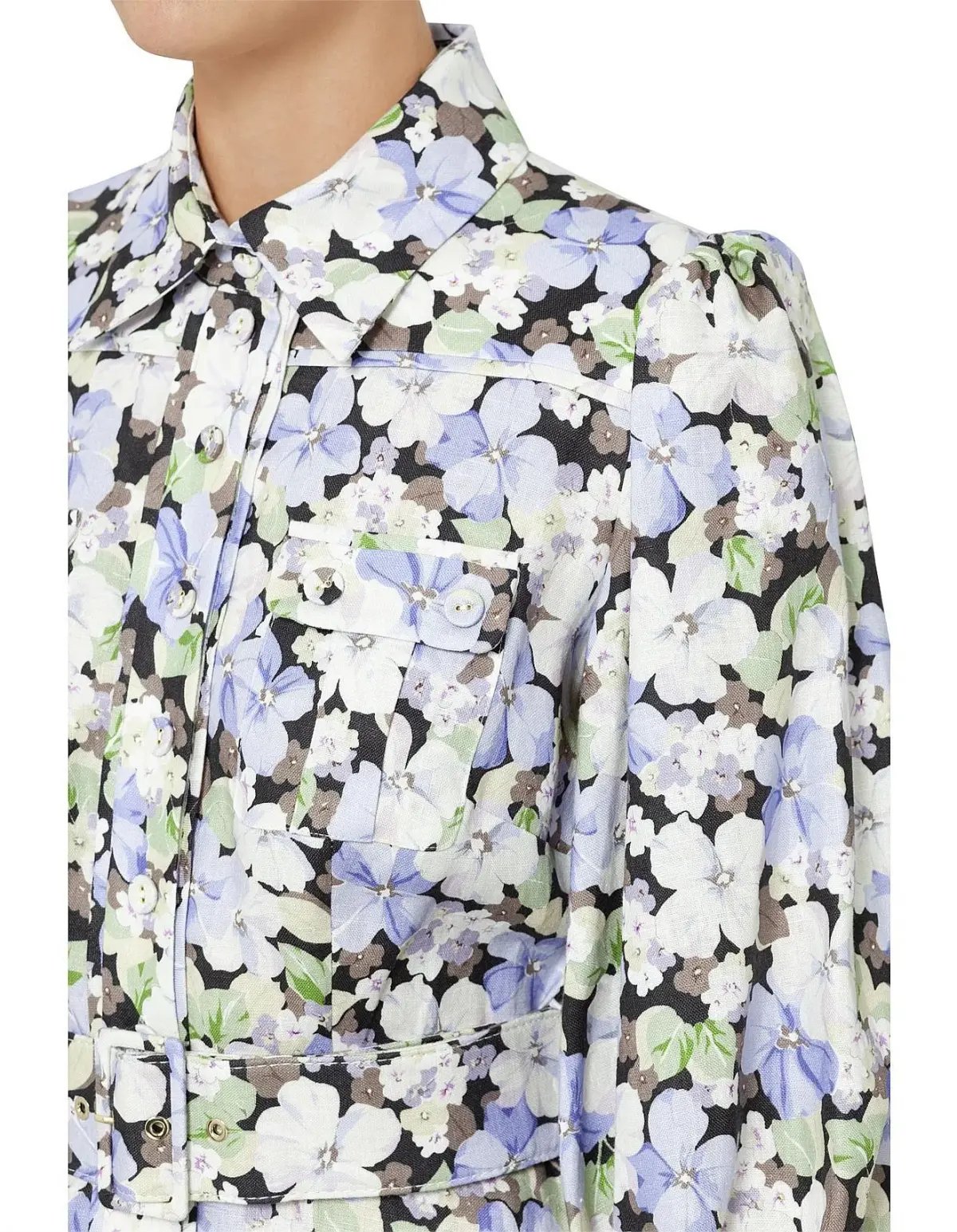 Zimmermann Ninety Six Shirt Dress Pansy prints Size 0 AU8 US 4 IT 40 FR 36 photo 6