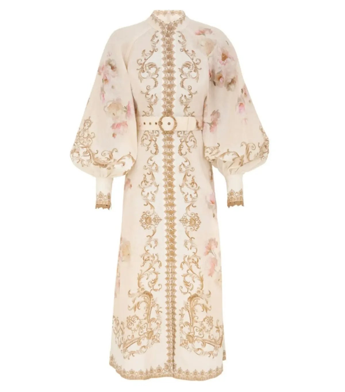 Zimmermann The Hypnotic Buttoned Midi Dress in Cream Peony Size 0 / AU 8 photo 3