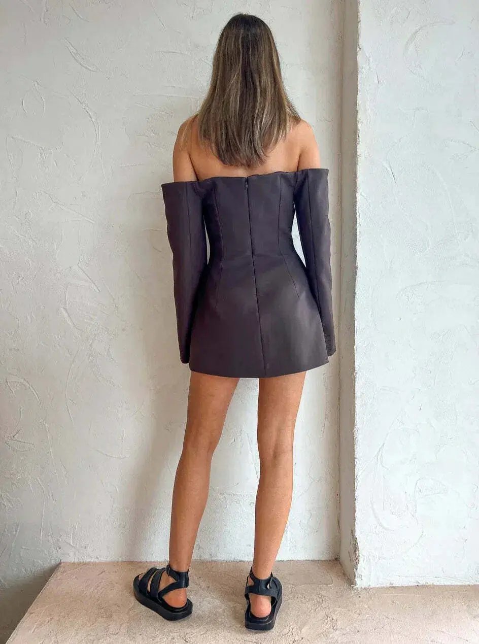 Sir the Label Sandrine Tailored Mini Dress in Chocolate Brown Size 3 / AU 12 photo 3