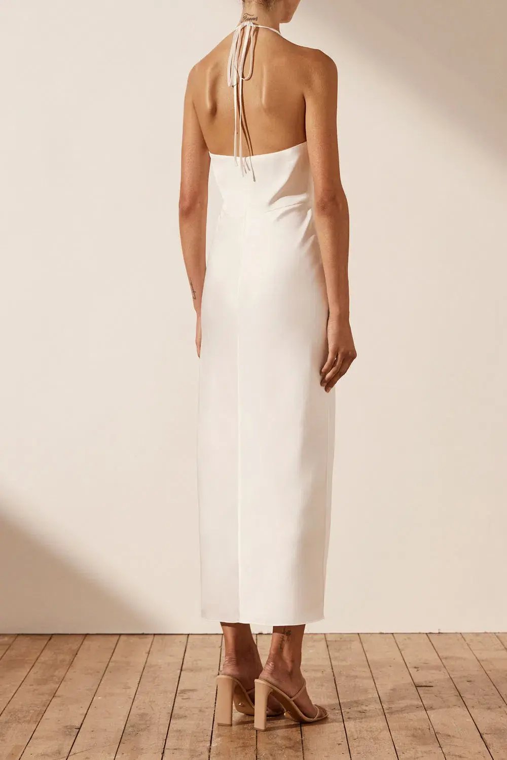 Shona Joy Luxe Twist Front Halter Midi Dress Ivory Size 6 / XS photo 2