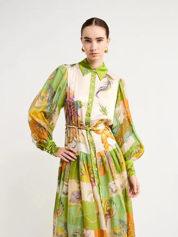 Alemais Jerome Silk Shirtdress Multi Size AU 10 photo 14