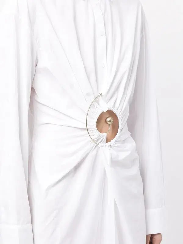 Christopher Esber Spiral Ruched Shirt Dress White  Size 4 AU photo 3