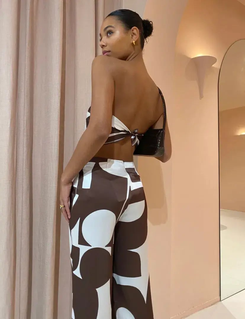 Sir the Label Julien Scarf and Pants Set In Abstract Chocolate Size 1 / AU 8 photo 4