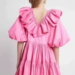 Aje Solstice Dress Ruffle Tiered Smock Dress Pink Size 6 photo 3