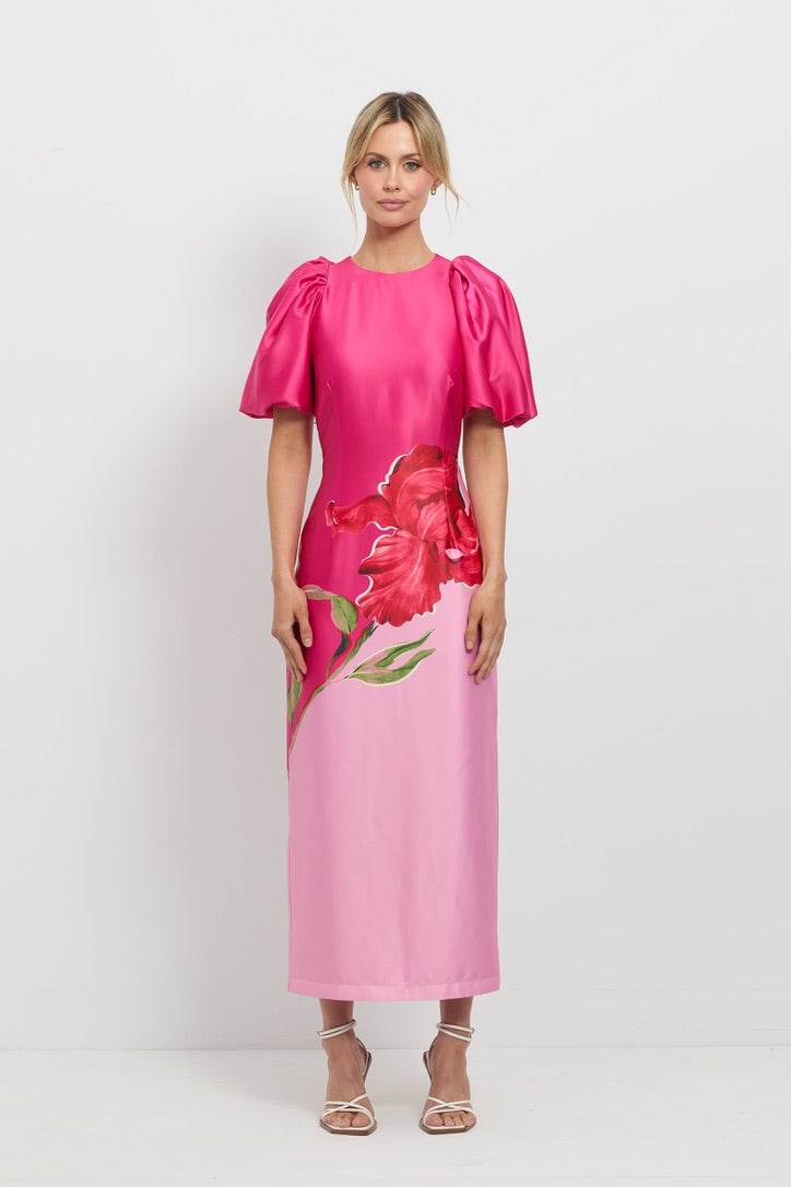 Pasduchas Pompon Sleeve Midi Dress - Pink Floral photo 5