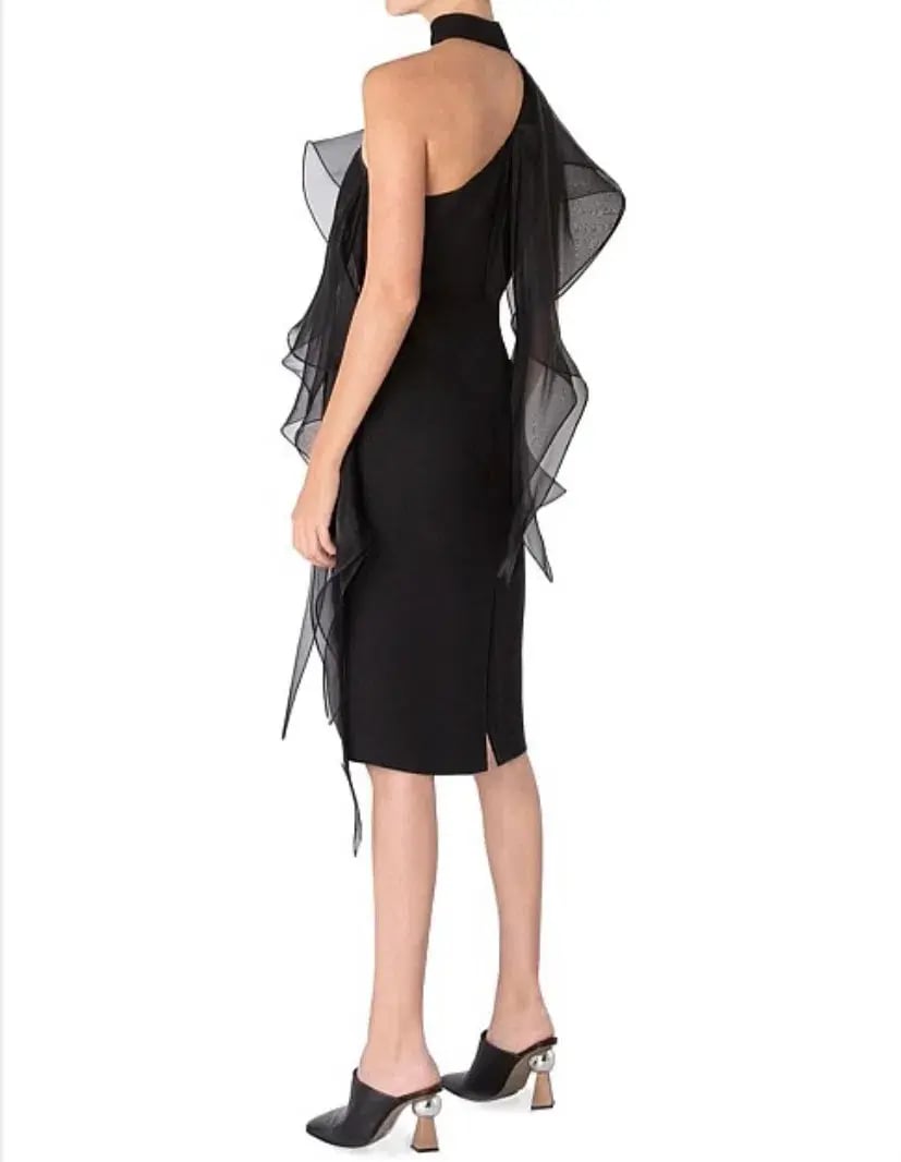 Carla Zampatti Perfect Asymmetry Sheath Dress Black Size 8 photo 2
