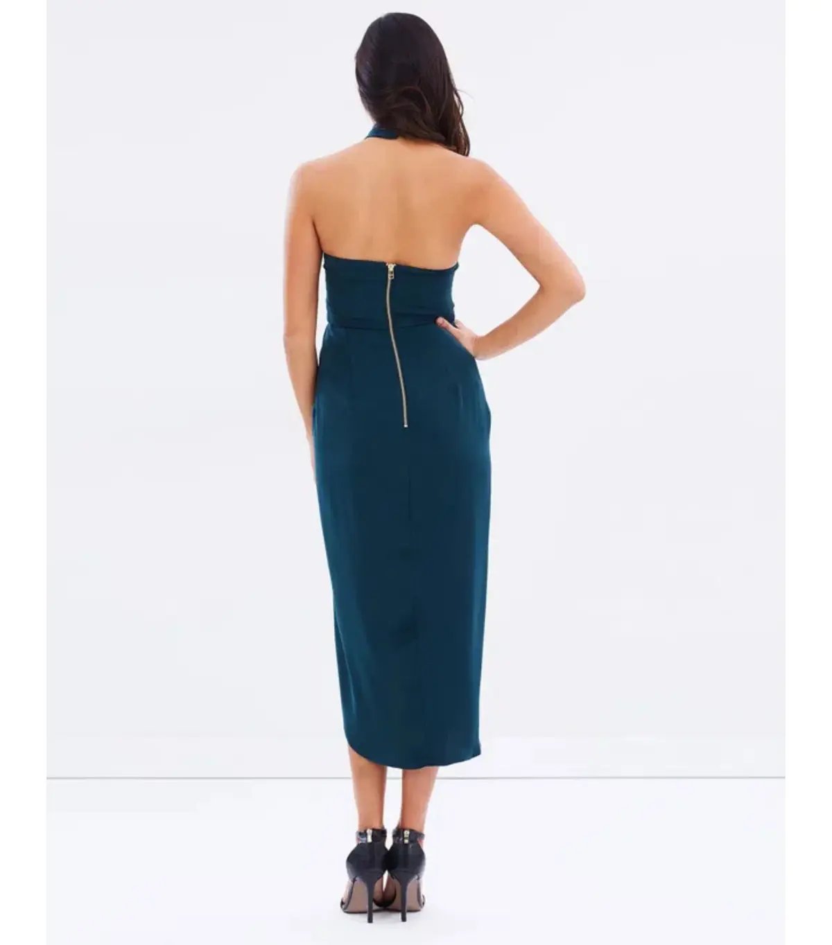 Shona Joy Knot Draped Midi Dress Green Size AU 14 photo 2