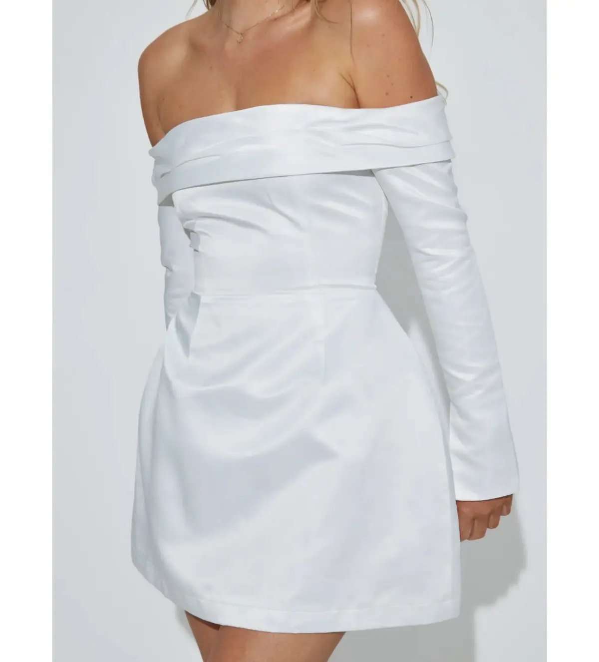 Odd Muse The Ultimate Muse Satin Bardot Mini Dress White Size S / AU 8 photo 4