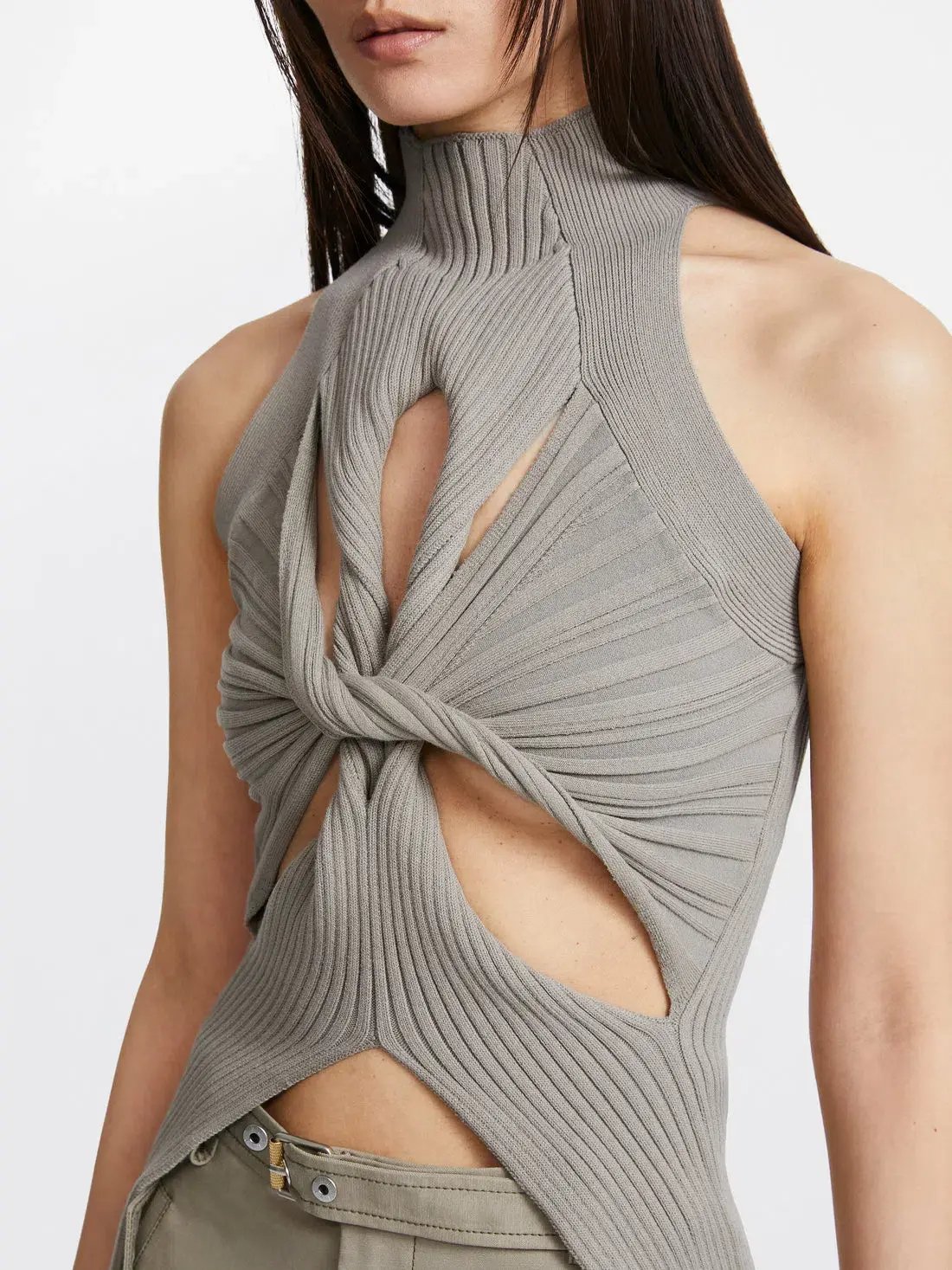 Dion Lee Muscular Twist Tank in Stone Size 8 / S photo 3