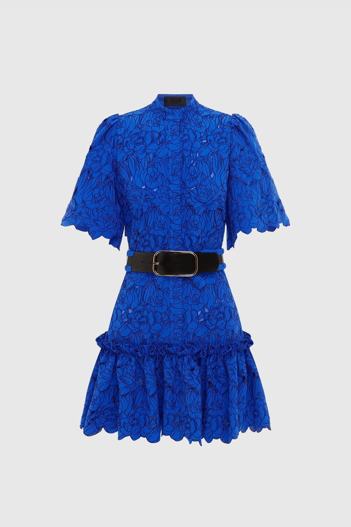 LEO LIN ALICE LACE SHORT SLEEVE MINI DRESS - LAPIS photo 4