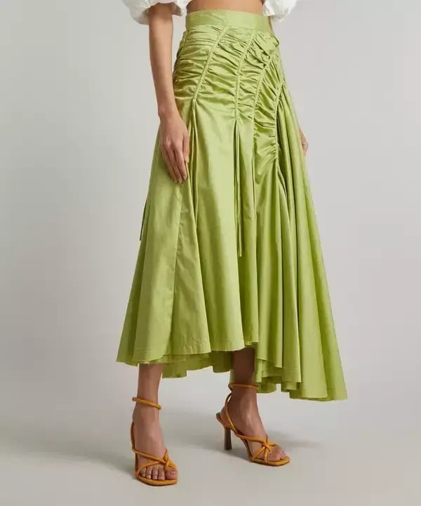 Aje Siren Drawstring Midi Skirt Green Size 10 photo 2