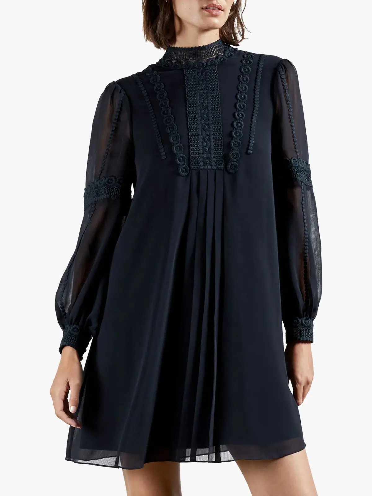 Ted Baker Georrgi Embroidered Mini Dress Navy Size 4 photo 2