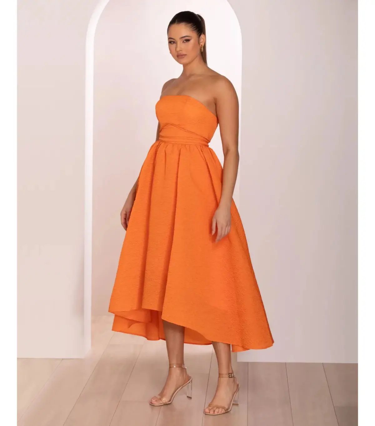 Pilgrim Adalyn Midi Dress in Orange Size AU 18 photo 3