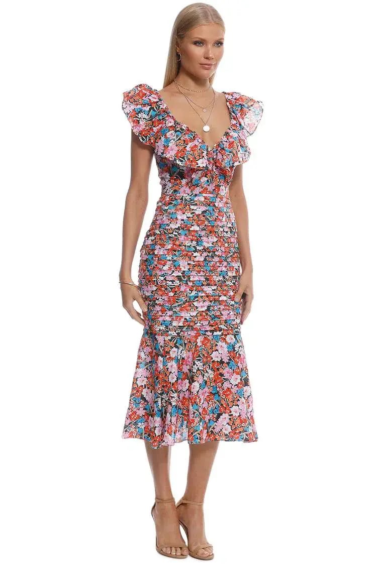 Talulah Cloud Nine Midi Dress Multi Floral Size 10 photo 2