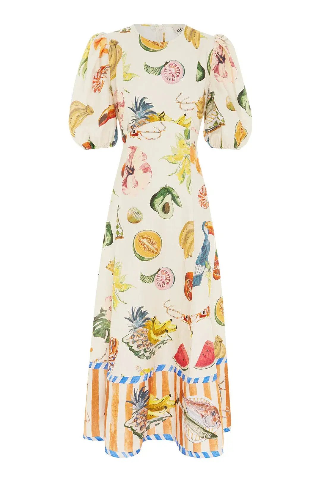 Alemais Theo Midi Dress Ivory Print Size AU 16 photo 3
