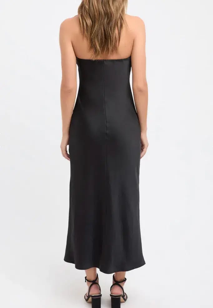 Kookai Belle Strapless Slip Midi Dress Black Size 14 photo 3