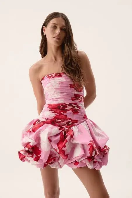 Aje Violette Bubble Hem Mini Dress Pink Boldly Blooming  Size 14 photo 2
