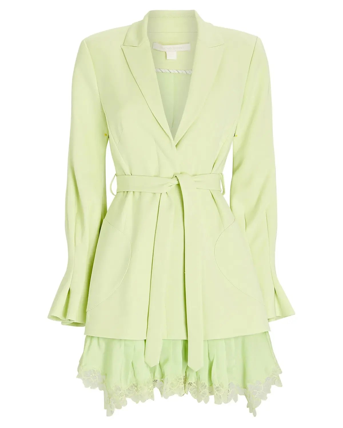 Jonathan Simkhai Victoria Lace Trimmed Blazer Dress Green Size 12 photo 4