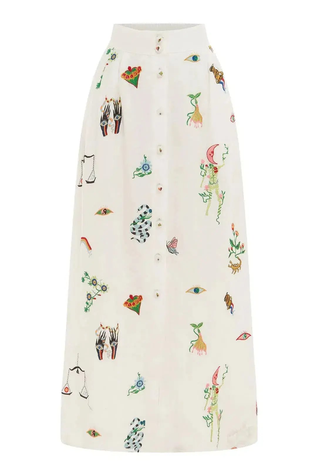 Alemais Atticus Embroidered Shirt and Skirt Set Cream Multi Size 12 photo 6