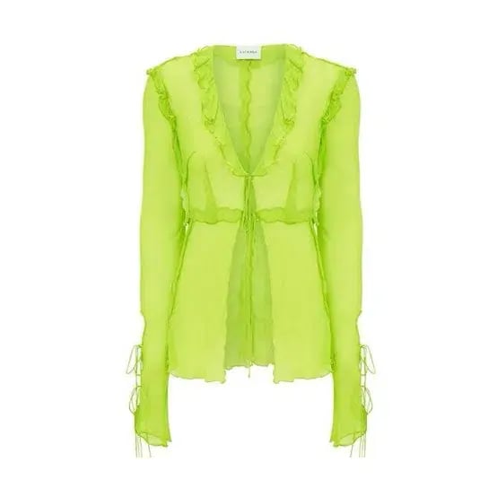 Rat & Boa Kaia Blouse Top Lime Green Size 8/S photo 3