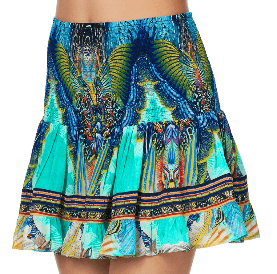 Camilia Short Shirred Skirt Reef Warrior Print Size 8 photo 3