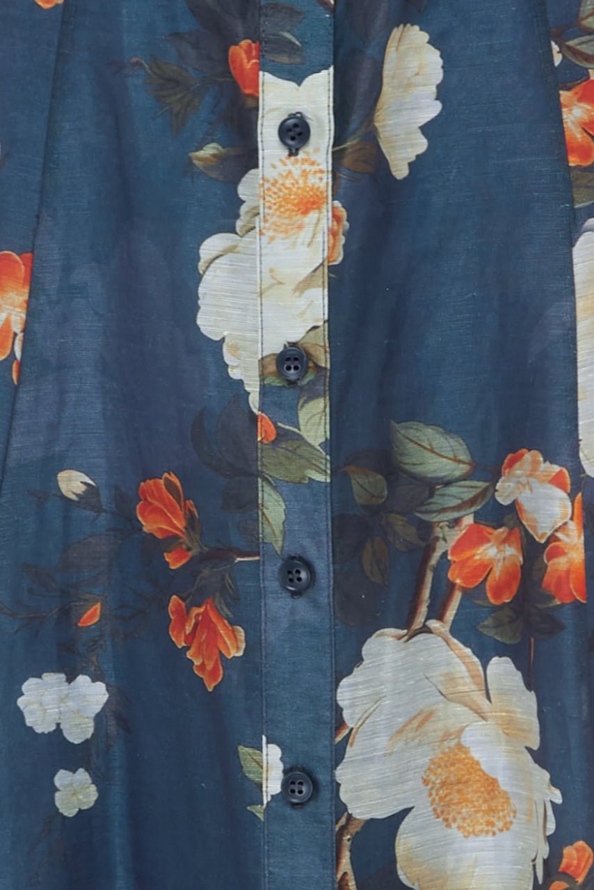 LEO LIN KATRINA BUTTERFLY SLEEVE MIDI DRESS - PEAR BLOSSOM PRINT photo 7