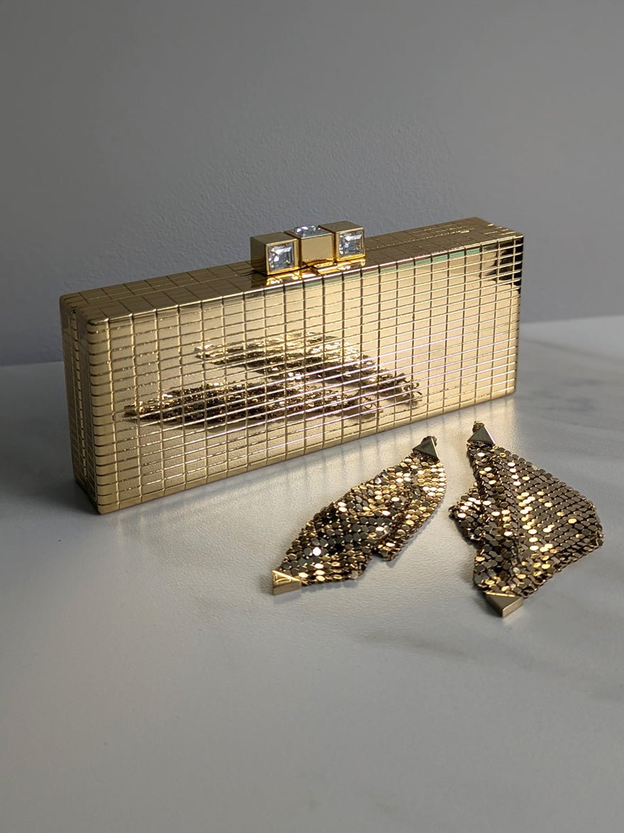 Vintage RODO Tile Vintage Clutch Gold photo 2