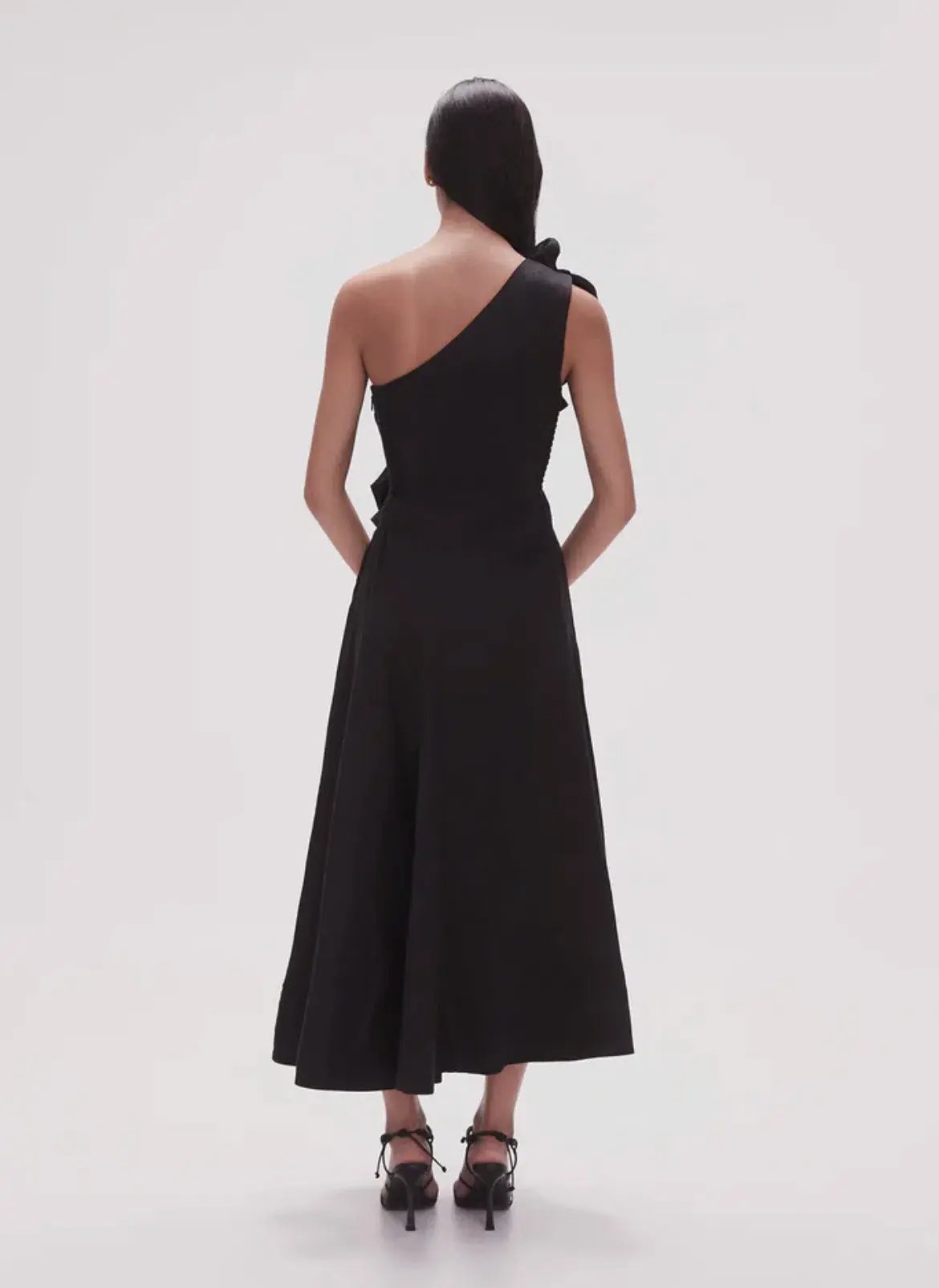 AJE Adelia Ruffle Midi Dress Black Size 14 photo 2