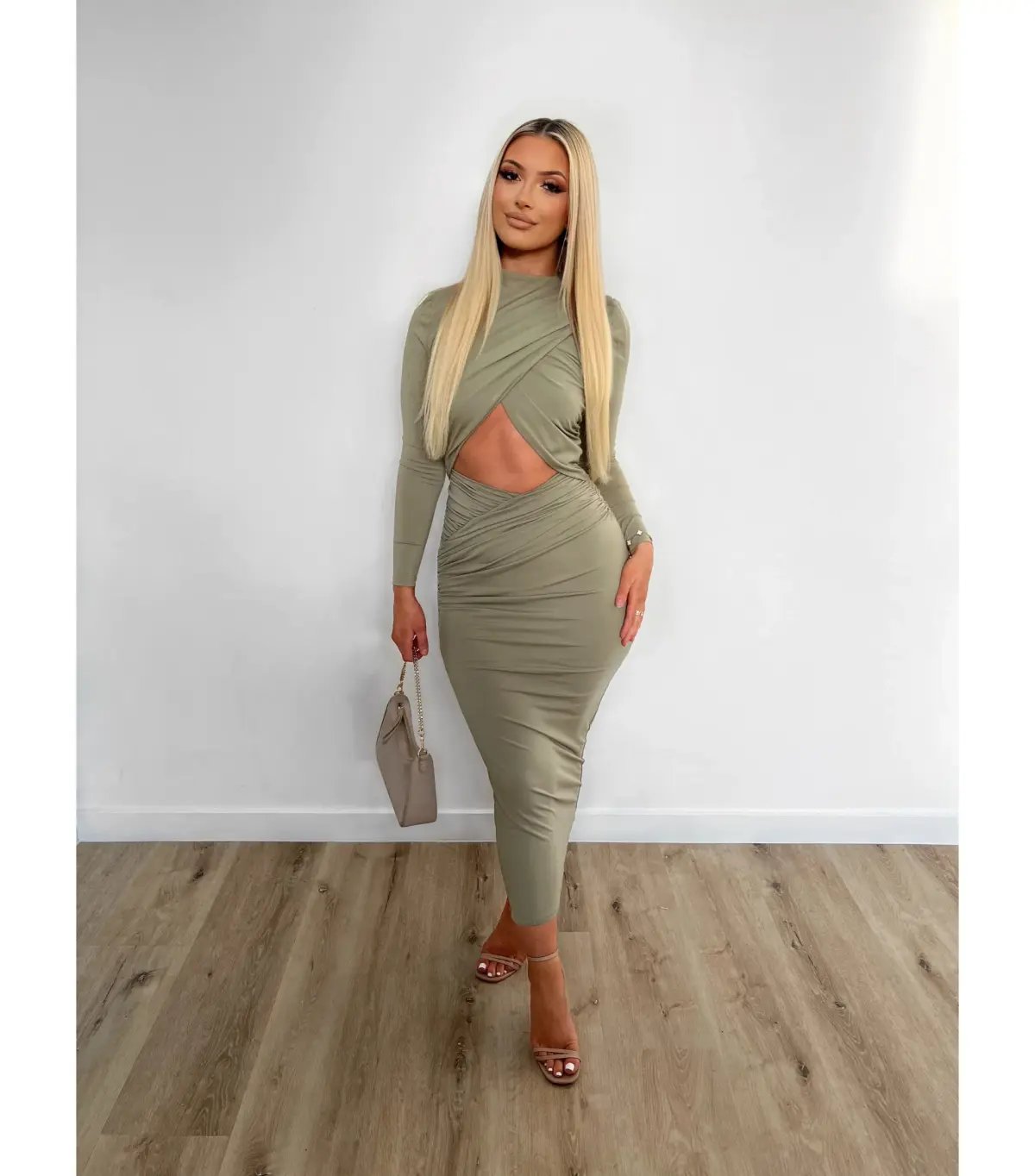 Misha Emmeline Midi Dress Sage Size 6/XS photo 4