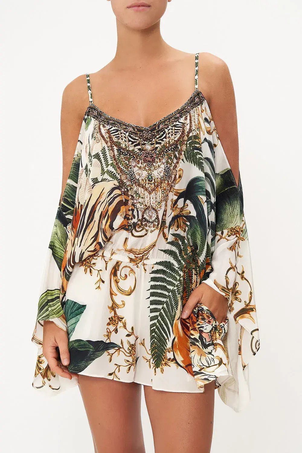 Camilla Franks Drop Shoulder Playsuit Tiger Trap Print Size S /AU 10 photo 2