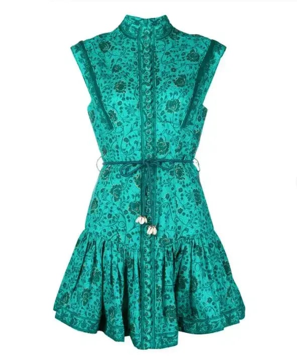 Zimmermann Lulu Panelled Flip Mini Dress Jade Floral Size 2 / AU 12 photo 4