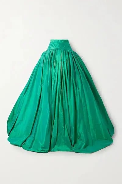 Christopher John Rogers Silk Taffeta Maxi Skirt Green Size 8 photo 6