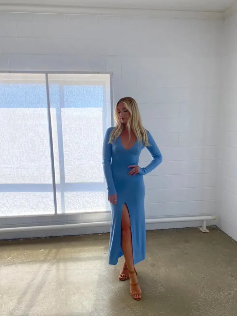 Bec & Bridge Freya Long Sleeve Knit Maxi Dress Sky Blue Size 6 photo 7