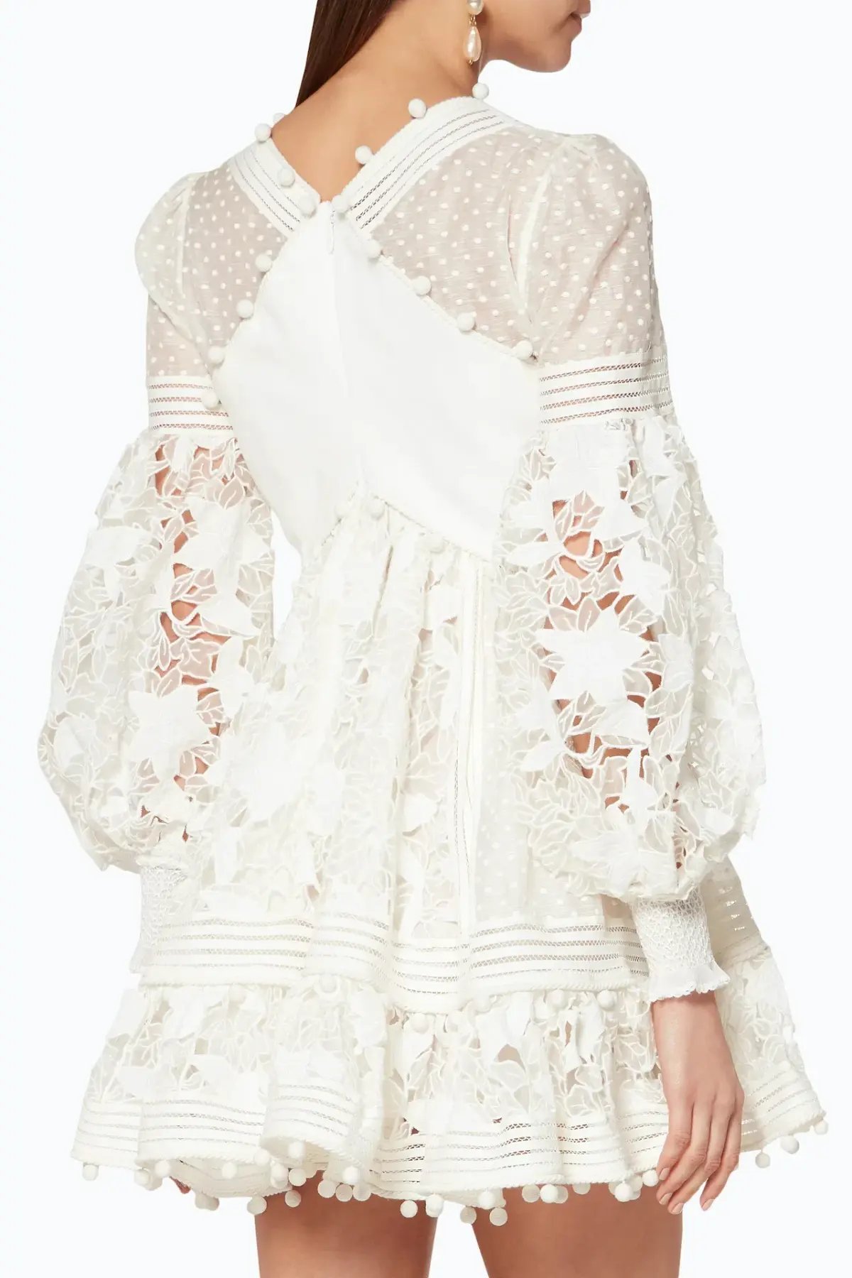 Zimmermann Corsage Embellished Mini Dress Ivory Size 6 photo 3