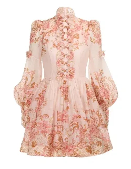 Zimmermann Postcard Bow Dress Pink Size 1/AU 10 photo 3