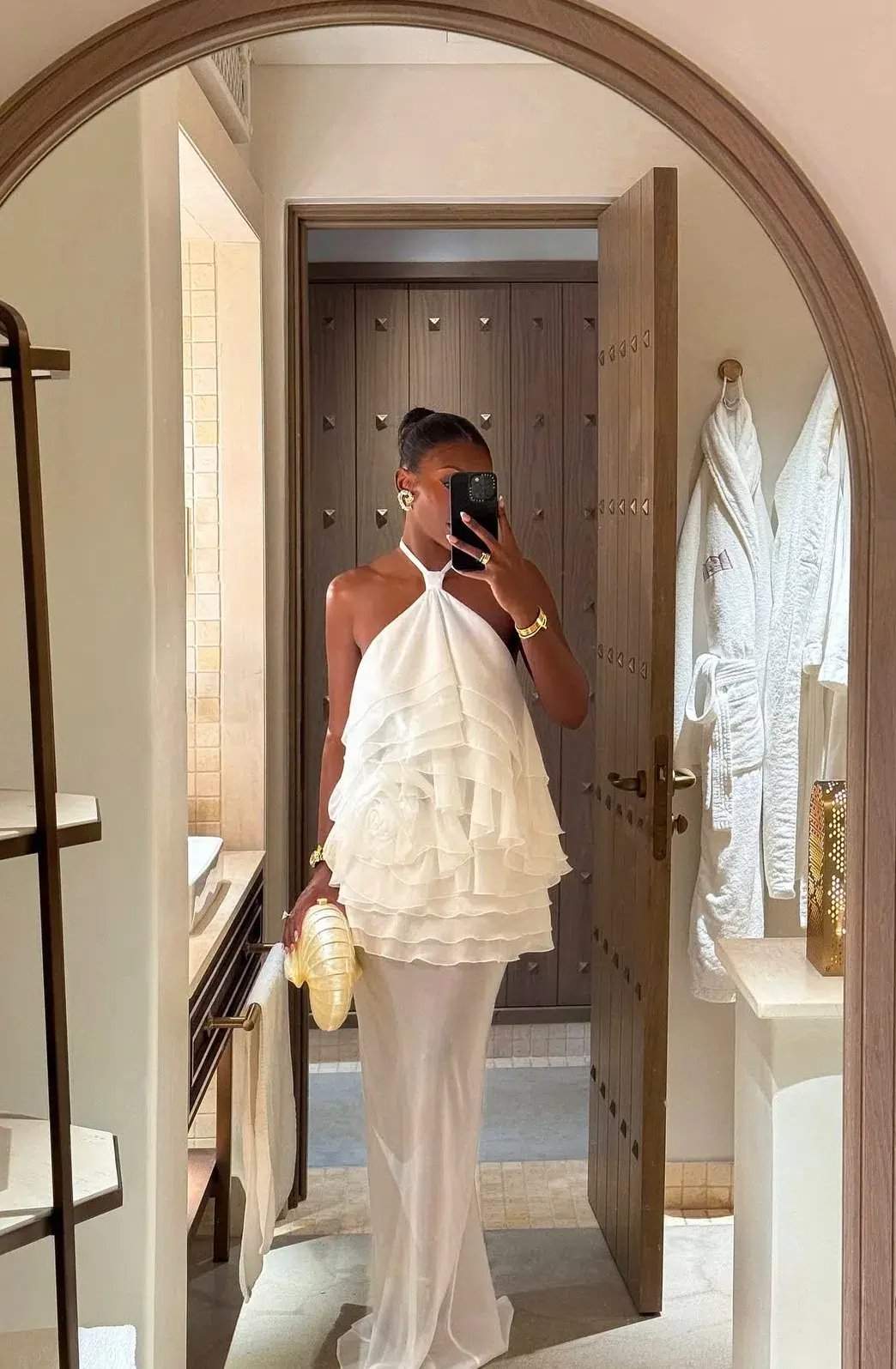 Datt Sunrose Ruffle Gown White Size 8 photo 3
