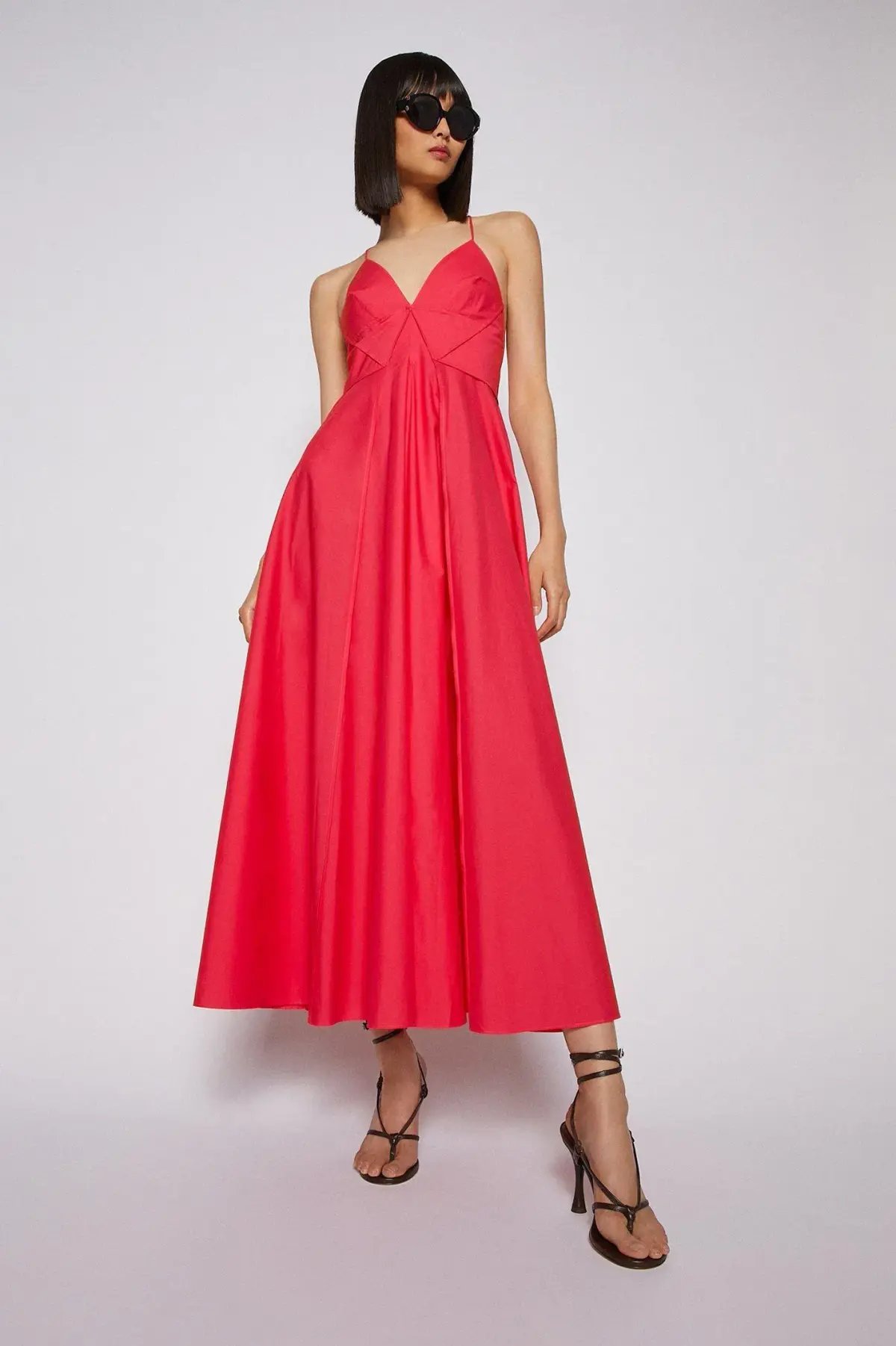 Scanlan Theodore Parachute Cotton Strappy Dress Fucshia Size 8 photo 2