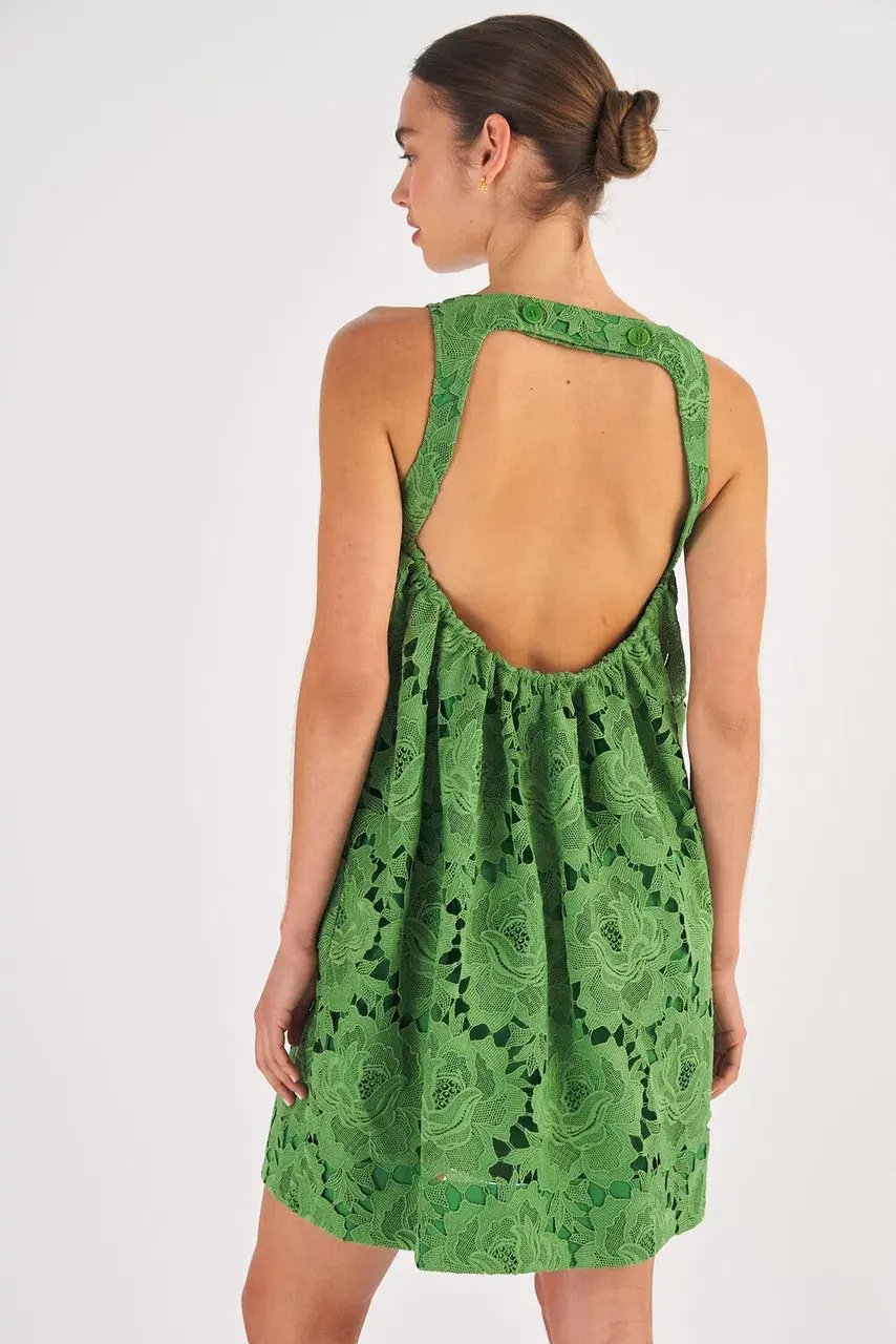 Oroton Lace Sun Dress in Garden Green Size 6 photo 2