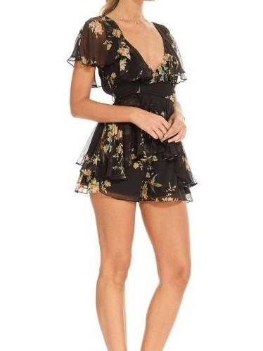 Zimmermann Maples Wrap Playsuit Black Bird Floral Size 6 photo 3