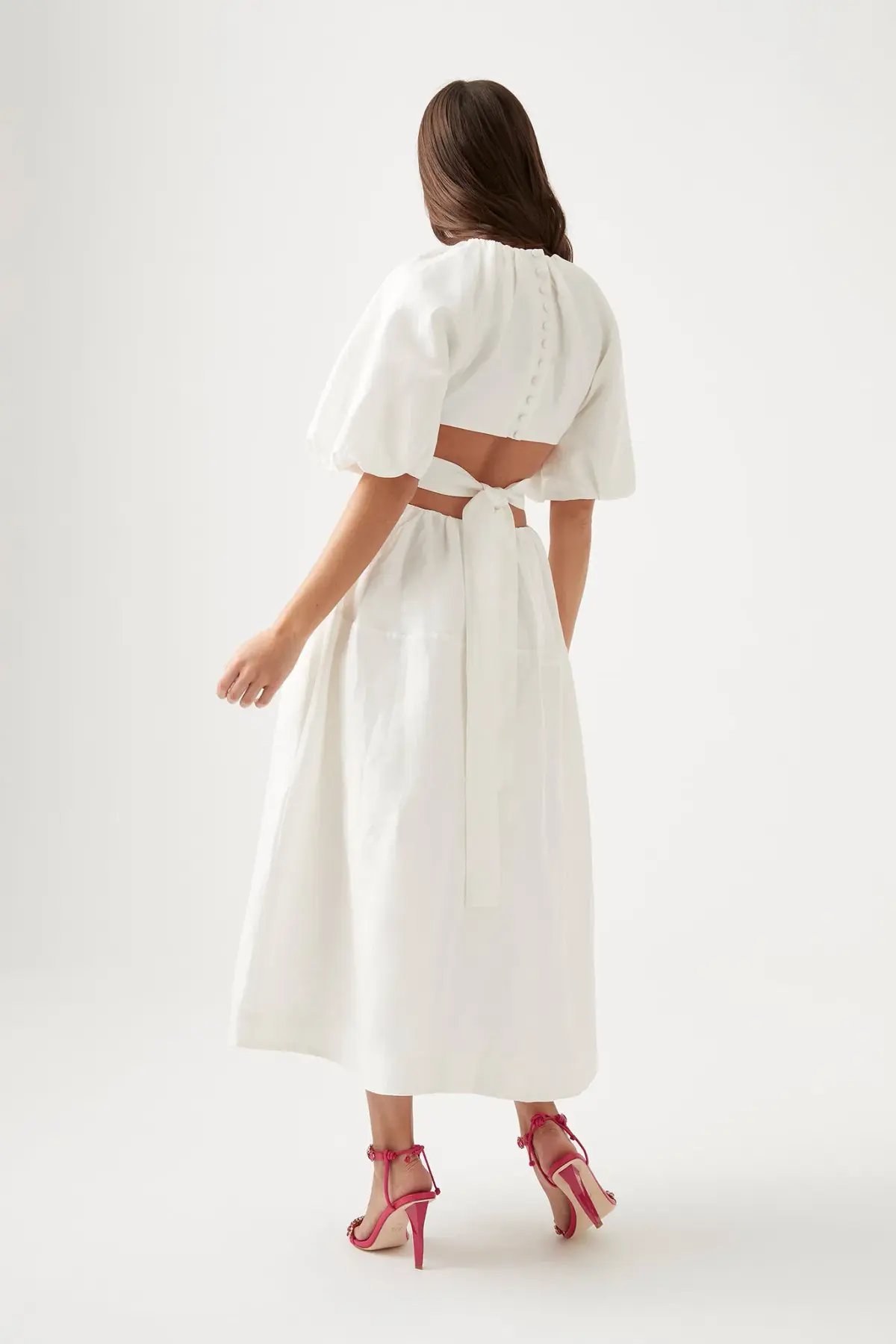 Aje Mimosa Cut Out Midi Dress Ivory Size 16 photo 3