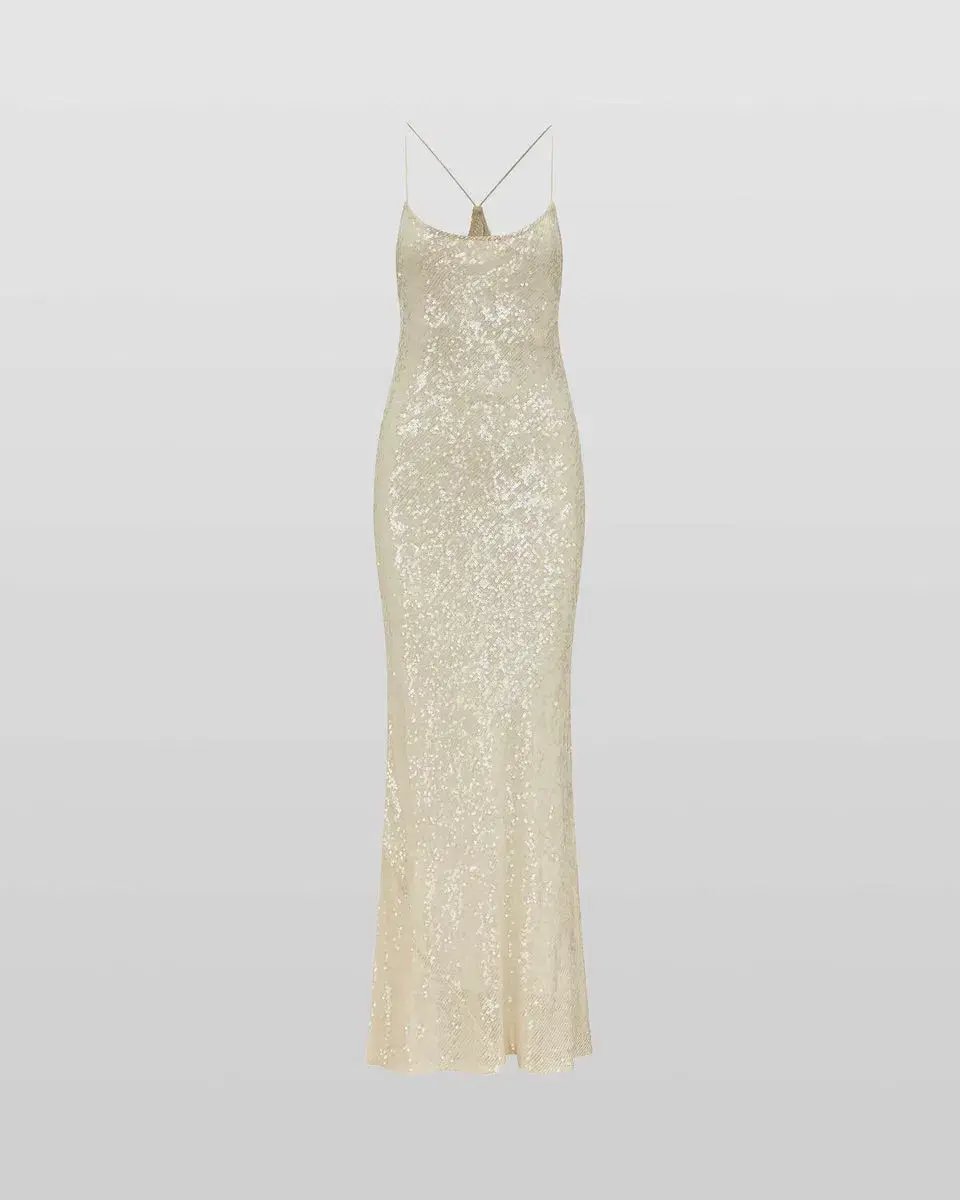 Rat and Boa Olympia Sequin Maxi Dress Gold Size XXS / Size AU 4 photo 5