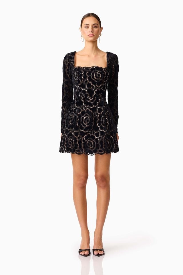 Elliatt Eris Long Sleeve Mini Dress - Black photo 3
