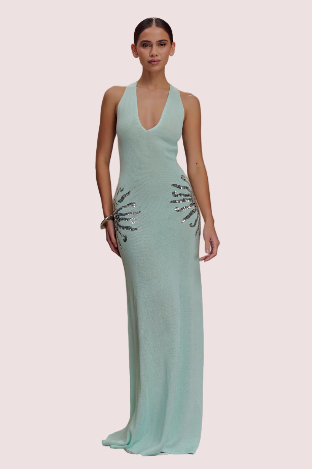 Meshki Ellington Knit Midi Dress - Lagoon Blue photo 3
