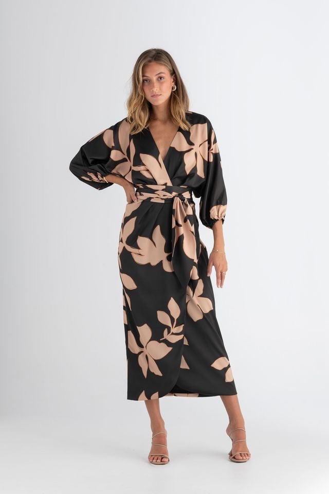 Pasduchas Enigma Wrap Midi Dress - Charcoal photo 4