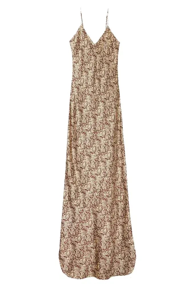 Nili Lotan Cami Gown Fall Leaf Print Brown Size AU 6 photo 4