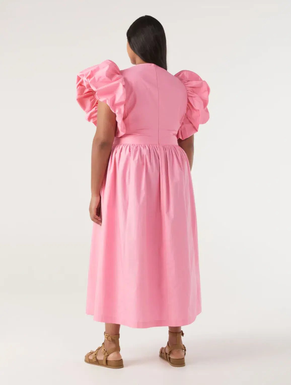Commonry Cotton Statement Sleeve Dress Petal Pink Size XL / AU 20 photo 3